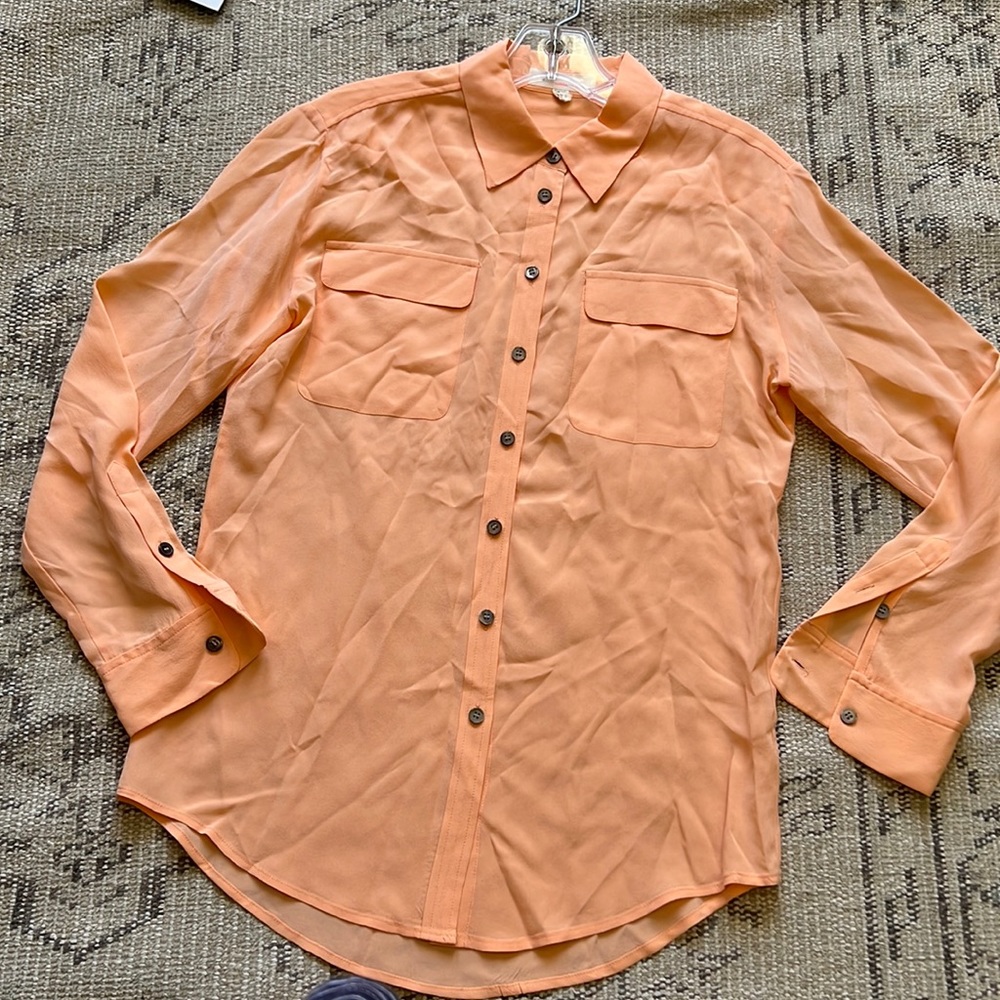 Neon silk button down
